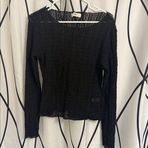 NWOT Natural Life Black Sheer Lace Long-Sleeve Top - L